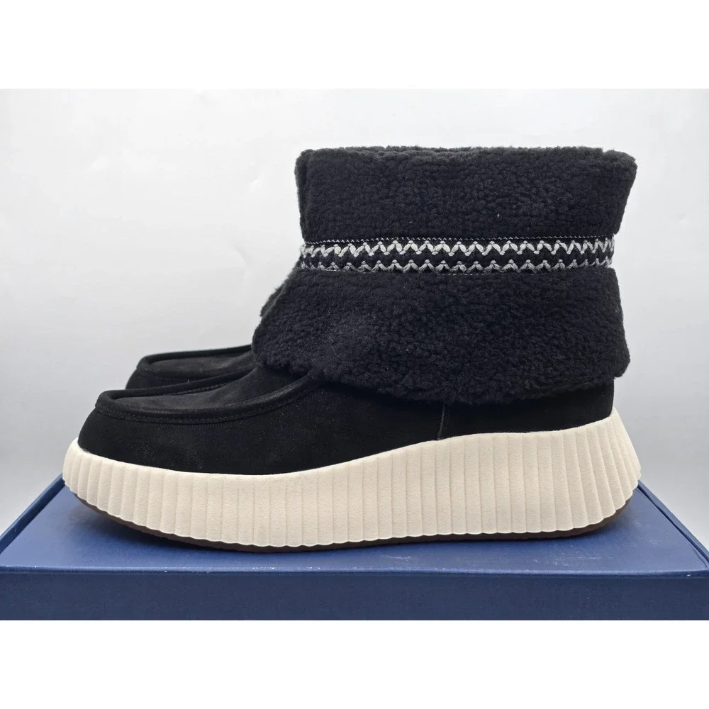 WHITE MOUNTAIN‎ Women's Digital Platform Faux Fur Bootie Sz 9.5 Black Suede